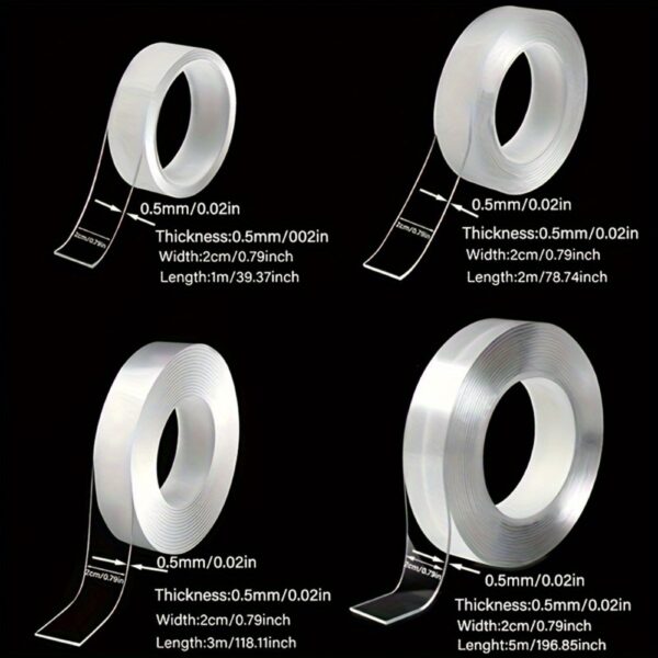 1/2/3/5 Meter Long Transparent Waterproof Tape - Strong Adhesive Reusable Washable Acrylic No-Residue Strips for Kitchen, Bathroom, Home Decor, DIY Crafts & Organization, Craft Supplies | Versatile Adhesive | Residuefree Removal - Image 3