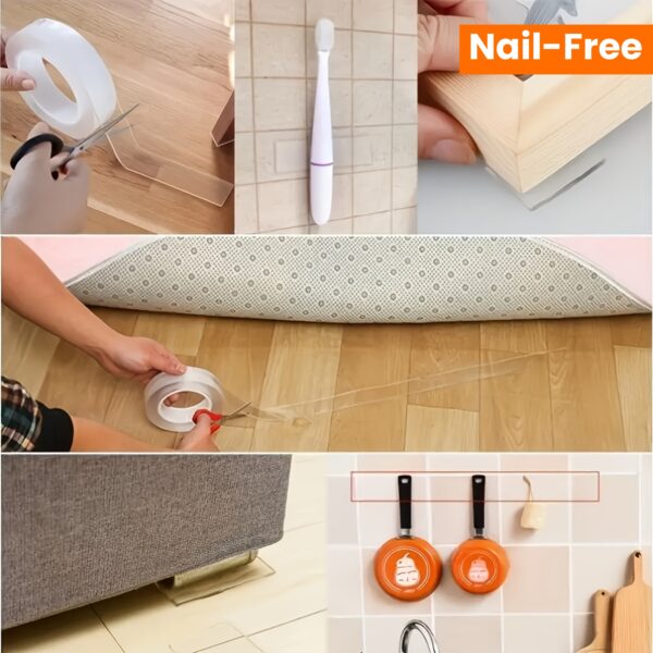 Nano Double-sided Adhesive High Viscosity Powerful Traceless Wall Thickening Glue Photo Frame Hook Nail-free - Reusable, Traceless and Washable - Suitable for Home, Office and Car - Image 10