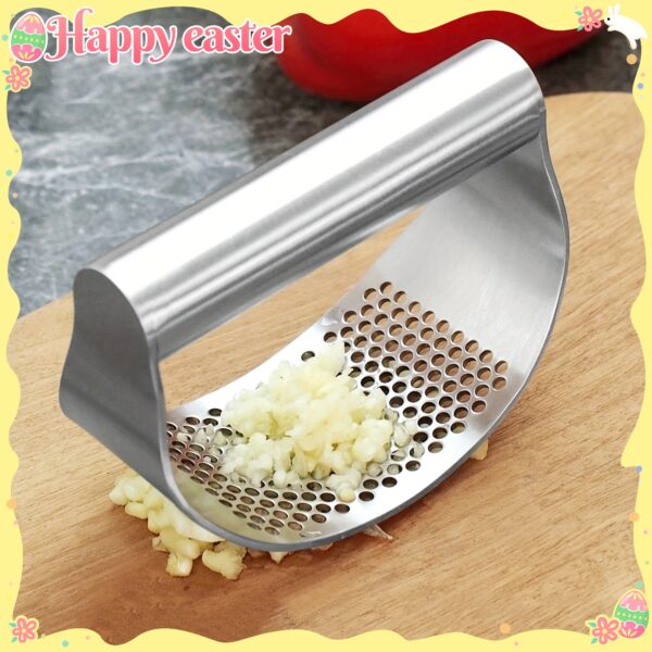 1pc, Garlic Press, Stainless Steel Garlic Press, Rocker Metal Garlic Mincer, Washable Garlic Crusher, Kitchen Garlic Chopper, Garlic Masher, Kitchen Stuff, Kitchen Gadgets Kitchen Accessories - Image 22