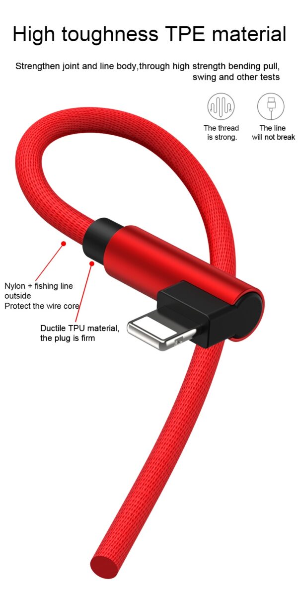 Ultra-Fast 90-Degree USB Charging Cable - Rapid Power Delivery, Tangle-Free Design, Wide Compatibility for iPhone 14/13/12/11/X/8/7/7Plus/6/6S/5, iPad, and More Devices - Image 12