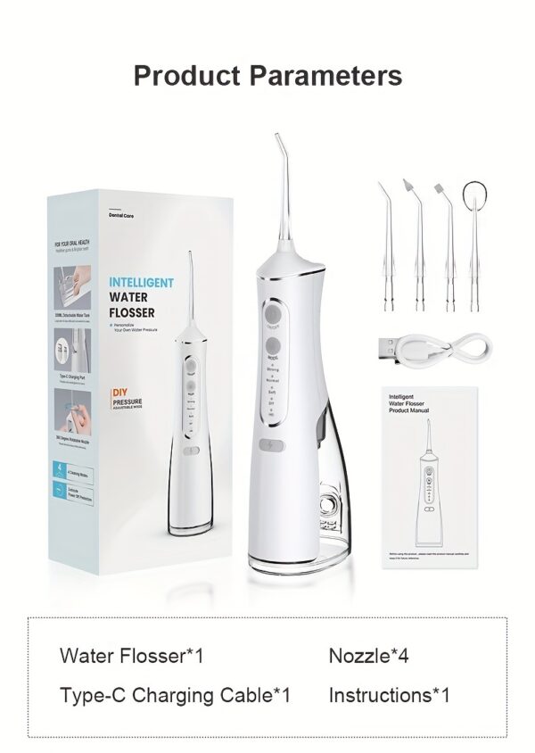 1pc Cordless Water Flosser for Teeth Cleaning, Portable Oral Irrigator with 4 Cleaning Modes, USB Rechargeable,, 1500mAh Lithium Battery, Travel-Friendly Dental Flosser - Image 19
