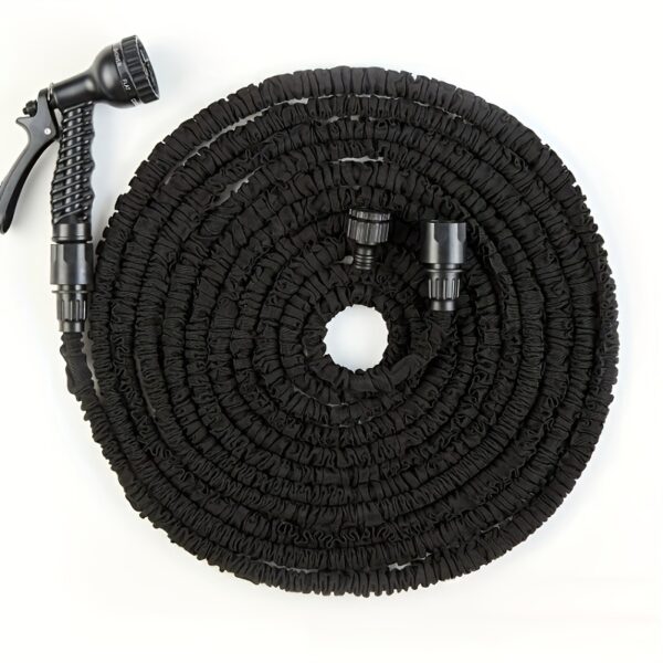3X Telescopic Heavy-Duty Rubber Garden Hose with High-Pressure Water Gun - 3/4 Inch All-Season Outdoor Hose for Car Wash, Lawn Care & Yard Work, Includes European Thread Adapter - Image 5