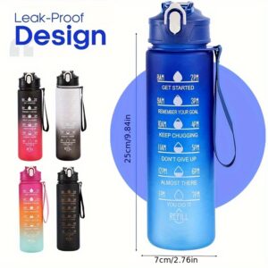1pc, Motivational Water Bottle, Water Bottles, Sports Water Cups, Portable Drinking Cups, Summer Drinkware, For Outdoor Camping, Hiking, Fitness, Birthday Gifts