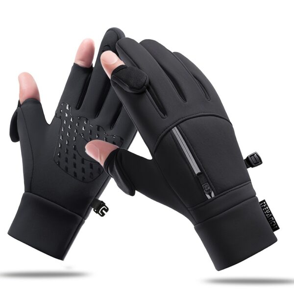 1pair Winter Windproof Waterproof Touch Screen Warm Gloves, For Outdoor Cycling, Fishing, Running, Skiing Christmas Gift - Image 2