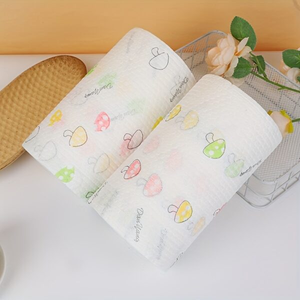 400-Sheet Roll of Efficient Disposable Kitchen Towels - Washable, Non-Stick Oil, Degreasing Cloths for Household Cleaning - Assorted Styles lazy rag kitchen paper towels - Image 6