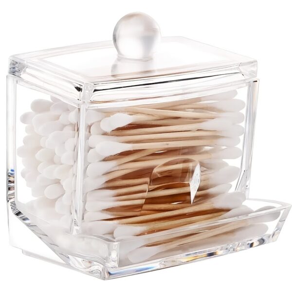 1pc Cotton Swab Holder Cotton Ball Dispenser Organizer Clear Bathroom Storage Containers - Image 4