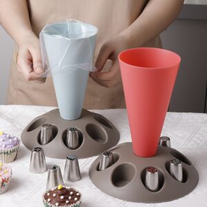 1pc Food-Safe Polypropylene Piping Bag Stand with Multiple Cupcake Decorating Nozzles - Ergonomic Design for Easy Filling, Durable Baking Tool for Holidays, Birthdays, Weddings & Special Occasions, Festive Pastry Accessory | Functional Kitchenware | Easyc