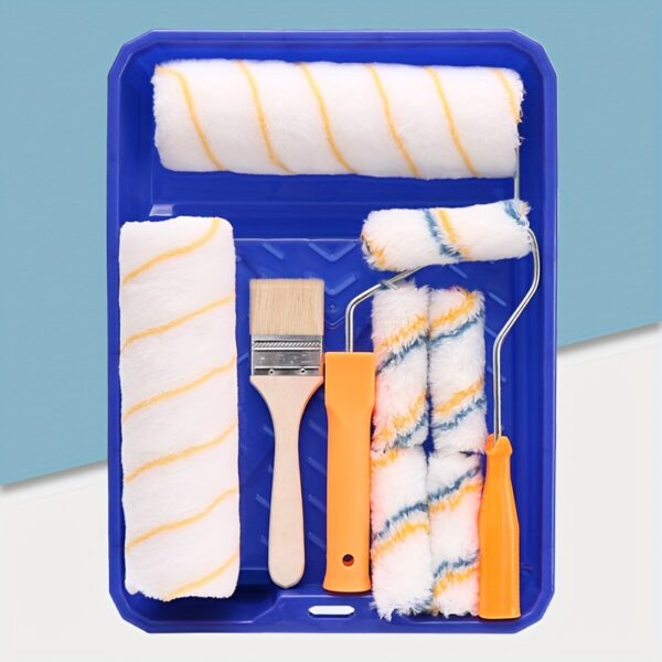 9pcs Paint Roller - Paint Brush, Paint Tray, Roller Paint Brush, Home Painting Supplies, Paint Brush, House Painting Tray, Painting Tools, Roller And Paint Brushes, Interior Paint Brushes