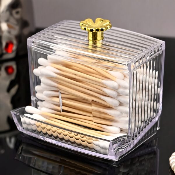 1pc Clear Acrylic Swab Holders With Wooden Lid, Dust-proof Storage Jars For Swab, Jewelry, Powder Puffs, Beauty Eggs, Household Storage Organizer For Dresser, Desktop, Bathroom, Home, Dorm - Image 8