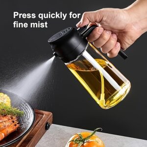 1pc Portable Oil Sprayer And Dispenser 2-In-1, Olive Oil Mister And Pourer, 470ML Plastic Kitchen Oil Spray Bottle for Cooking, BBQ, Air Fryer, Baking, Salad