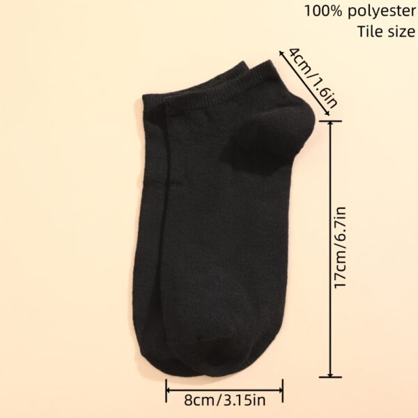 [Breathable Ankle Socks] 10/20 Pairs Breathable Ankle Socks - 100% Polyester Knit Fabric, Solid Color, Hand Wash Only, Sweat Absorbent Summer Thin Boat Socks, Cute Socks, Black, White & Grey - Image 4