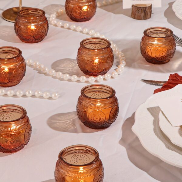 Glass Tea Light Candle Holders, Polished Finish, Flower Theme, Tabletop Mount, Versatile for Wedding, Shower, Party Decoration, Ideal for Christmas, Halloween, Easter, Thanksgiving, Valentine'S Day - Image 8
