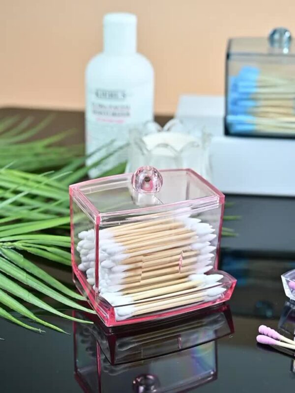1pc Cotton Swab Holder Cotton Ball Dispenser Organizer Clear Bathroom Storage Containers - Image 9
