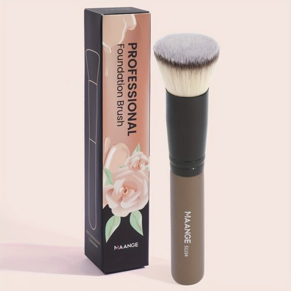 MAANGE Flawless Foundation Brush - Large Flat Top, Ultra-Soft Nylon Bristles for Seamless, Quick Application - Fragrance-Free, Ideal for All Skin Types - Black Handle, MAANGE - Image 3