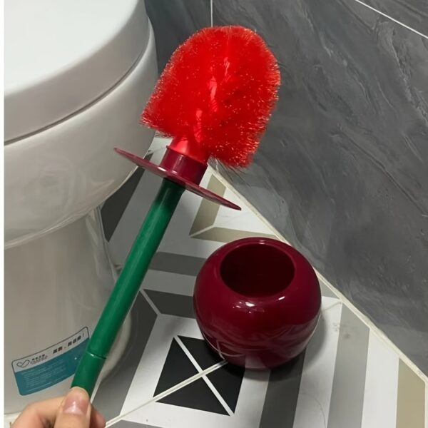 1-Set Cherry-Shaped Toilet Brush and Holder- Durable, Space-Saving Bathroom Cleaning Tool - Image 5
