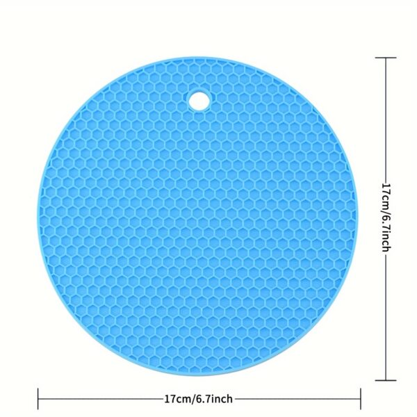 1/4pcs Round Honeycomb Silicone Placemat 17.02 Cm, Heat Insulation Pad, Non-slip Pot Holder, Easy To Clean And High Temperature Resistant Table Mat, Tabletop Protection, Home Kitchen Dining Table Decor - Image 4