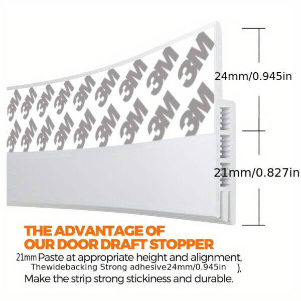 1pc Premium Silicone Under Door Draft Stopper - Effective Noise Blocker, Insulator, and Weather Stripping with Strong Adhesive - 39" Length for Energy Efficiency and Comfort - Image 3