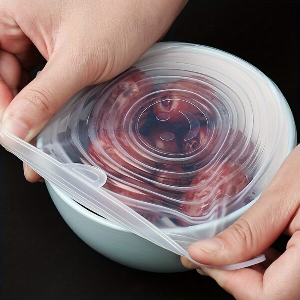 6-Pack Silicone Elastic Lids, Reusable Durable Food Storage Bowl Covers, BPA-Free, Dishwasher & Freezer Safe, Kitchen Accessories