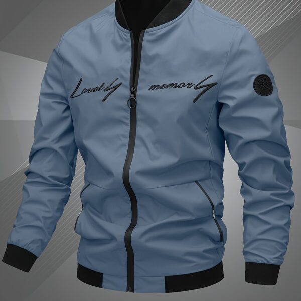 Men'S Letter Embroidered Casual Bomber Jacket - Image 15