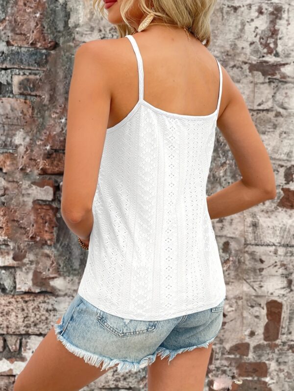 Eyelet Contrast Lace Cami Top, Casual V-neck Spaghetti Strap Top For Summer, Women's Clothing For Coquette/Cute/Y2K Style - Image 56