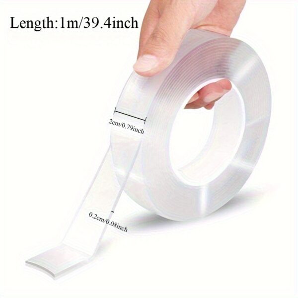 1/2/3/5 Meter Long Transparent Waterproof Tape - Strong Adhesive Reusable Washable Acrylic No-Residue Strips for Kitchen, Bathroom, Home Decor, DIY Crafts & Organization, Craft Supplies | Versatile Adhesive | Residuefree Removal - Image 4