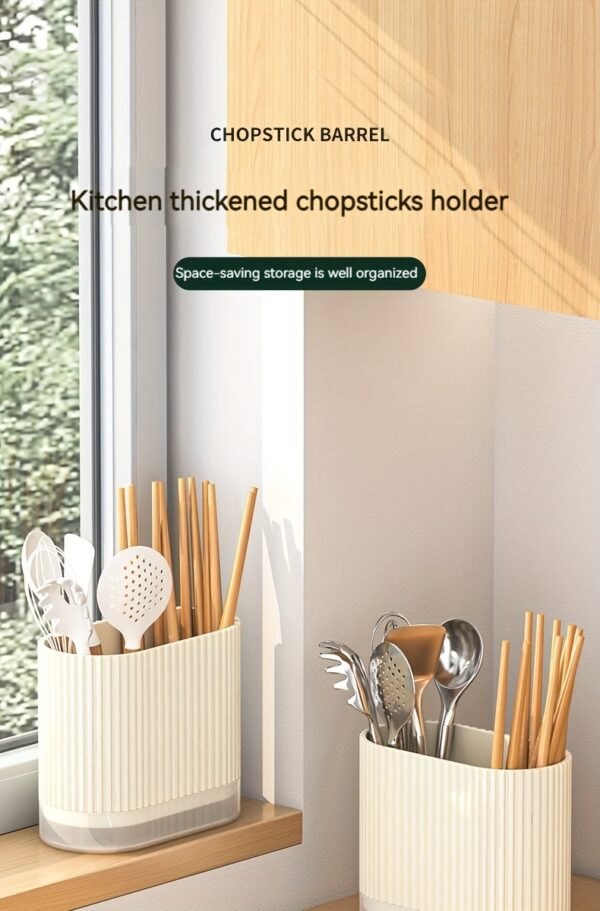 1pc Utensil Holder, Countertop Knife & Fork Storage Drain Box, Multifunctional Plastic Rectangular Drainage Fridge Box, For Spatula, Spoon, Knife, Chopsticks And Fork, Household Storage Supplies - Image 16