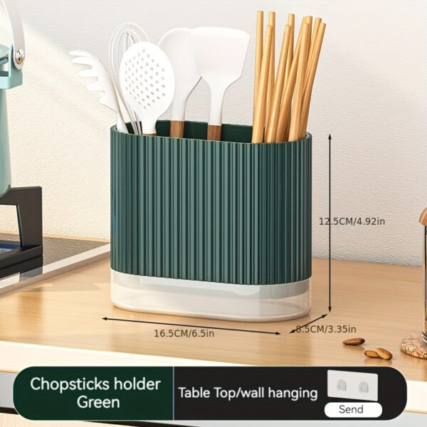 1pc Utensil Holder, Countertop Knife & Fork Storage Drain Box, Multifunctional Plastic Rectangular Drainage Fridge Box, For Spatula, Spoon, Knife, Chopsticks And Fork, Household Storage Supplies - Image 6