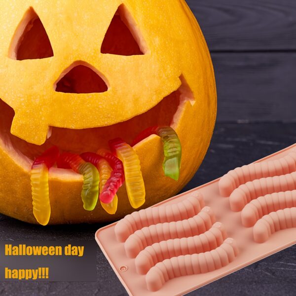 Vibrant Silicone Worm Mold - Non-Stick, Easy Release, BPA-Free, Perfect for Halloween Decorations, Cake Making, Gelatin, Gummies, Chocolate Crafting, and Creative Food Presentation - Image 13