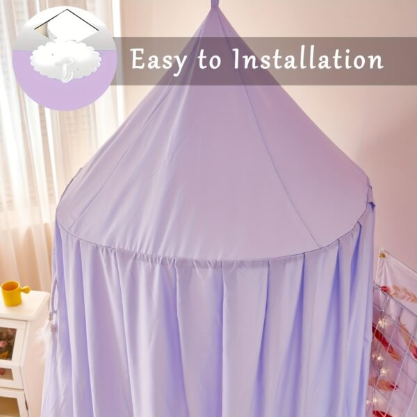 1pc Princess Style Kids Bed Canopy, Soft Polyester 100% Fabric, Machine Washable, Dreamy Mosquito Netting, Contemporary Reading Nook Tent for Girls Room, Indoor Use, 100-120 gsm - Image 6