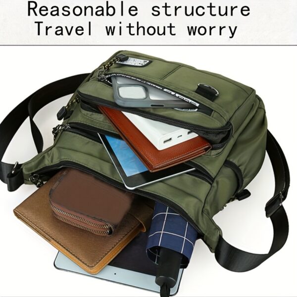 [Large Capacity Waterproof Crossbody Bag] Oxford Cloth Waterproof Large Capacity Crossbody Bag For Men, Leisure Travel Bag, Student's Junket Storage Sling Shoulder Bag - Image 4