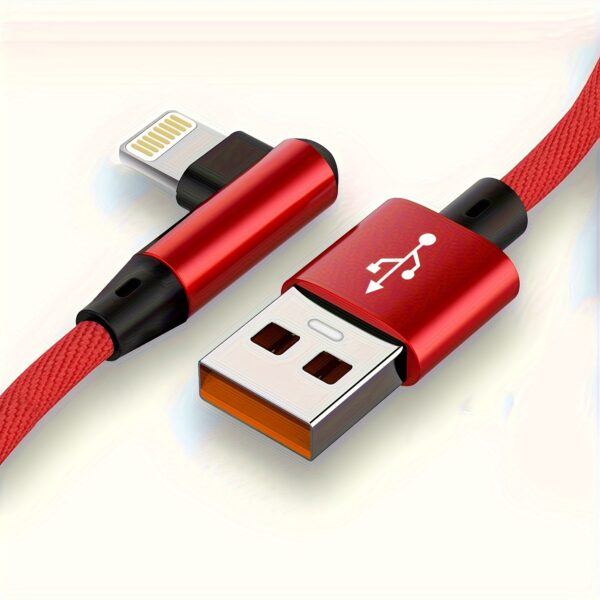 Ultra-Fast 90-Degree USB Charging Cable - Rapid Power Delivery, Tangle-Free Design, Wide Compatibility for iPhone 14/13/12/11/X/8/7/7Plus/6/6S/5, iPad, and More Devices - Image 6