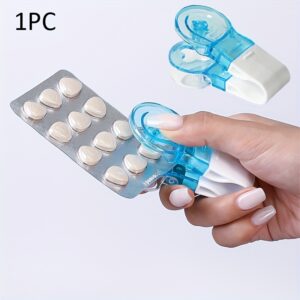 1pc Portable Pill Taker Remover With Medicine Box Household Gadgets, Tablets Pills Blister Pack Opener Assistance Tool New Design Pill Dispenser