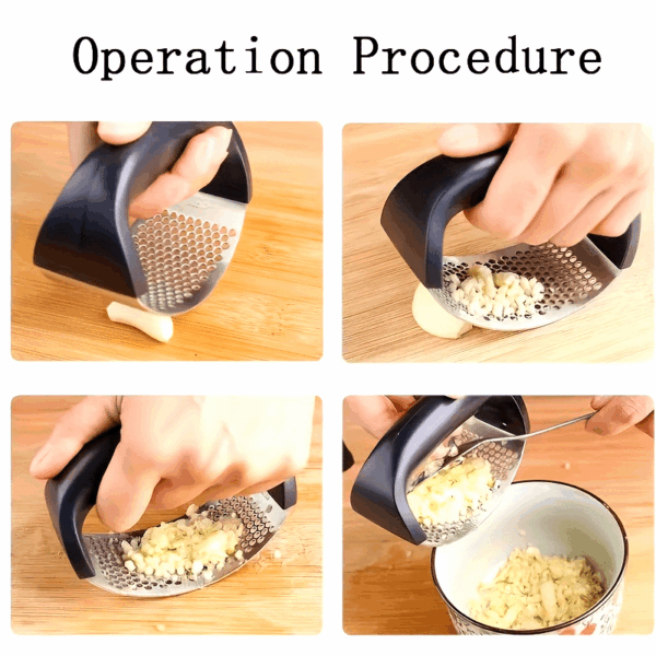 Stainless Steel Manual Garlic Press with Ergonomic Black Handle - Multi-Functional Kitchen Tool for Crushing Garlic, No Electricity Needed, Durable & Easy to Clean, Garlic Crusher - Image 14