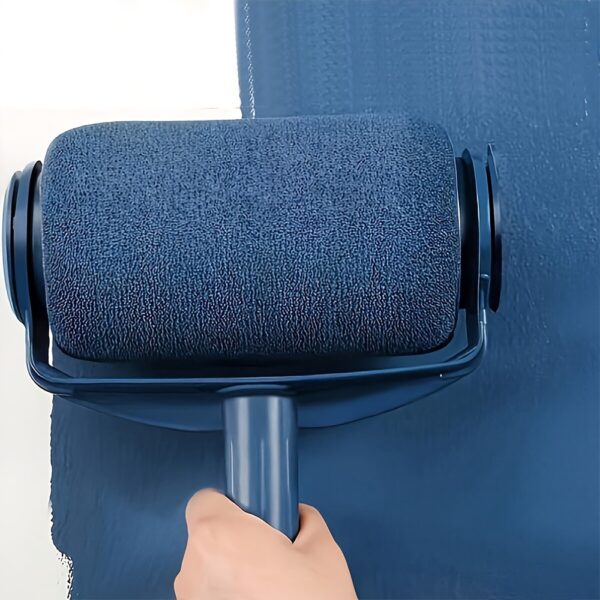 1pc Multifunctional Sponge Paint Roller Brush with Telescopic Handle – Thick, Durable Plastic Fiber Bristles for Effortless Wall Painting, No Dead Angle Coverage, Blue & White Design - Image 2