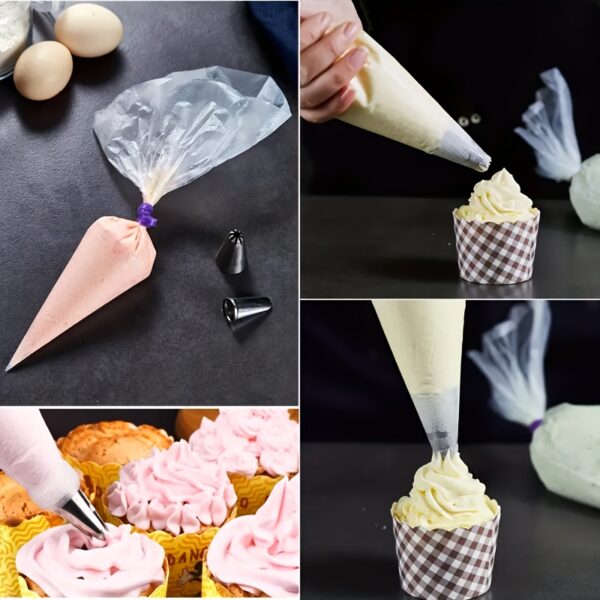 50/100/200pcs Heavy-Duty Disposable Plastic Piping Bags - Durable, Reusable, No-Slip Grip for Cake Decorating, Baking, Frosting & - Kitchen Tools for Home & Professional Bakers, Baking Accessories - Image 6