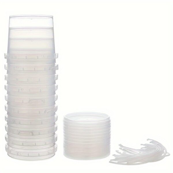20pcs 10oz Clear Plastic Storage Containers with Lids & Handles - Durable 300ml Ribbed Design Organizers for DIY Crafts, Slime, Paints, Art Supplies & Small Parts - Stackable, Space-Saving Craft Storage Boxes, Art Supply Organizer, Transparent Container, Practical Container Design - Image 8