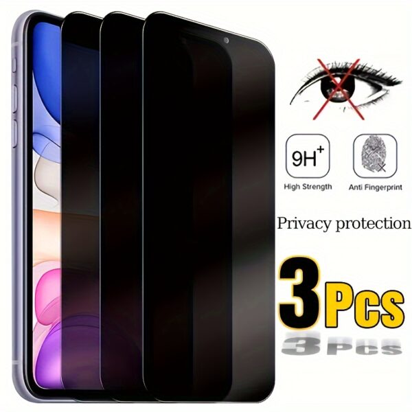[Privacy Screen] 3pcs Full Cover Privacy Screen Protector | for iPhone 11 12 13 PRO MAX, iPhone 14 Pro 15 Pro Max, iPhone 14 Plus 15 Plus | Tempered Glass Privacy Glass Film