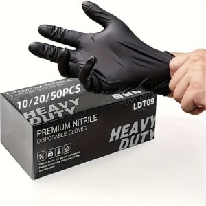 [Nitrile | Powderfree] 10/20/50pcs Heavy Duty Nitrile Gloves, Powder-Free, Latex-Free, Waterproof, Ambidextrous | Household Cleaning Gloves, Home Cleaning, Kitchen, Outdoor Use