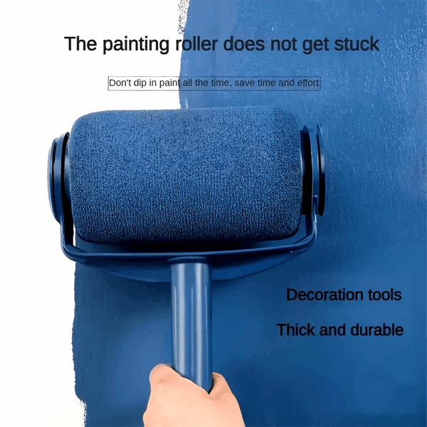1pc Multifunctional Sponge Paint Roller Brush with Telescopic Handle – Thick, Durable Plastic Fiber Bristles for Effortless Wall Painting, No Dead Angle Coverage, Blue & White Design - Image 10