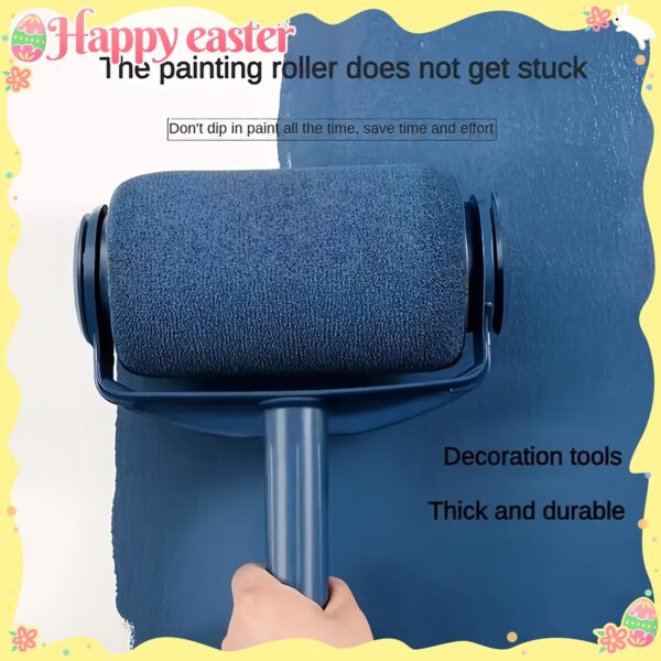 1pc Multifunctional Sponge Paint Roller Brush with Telescopic Handle – Thick, Durable Plastic Fiber Bristles for Effortless Wall Painting, No Dead Angle Coverage, Blue & White Design - Image 17