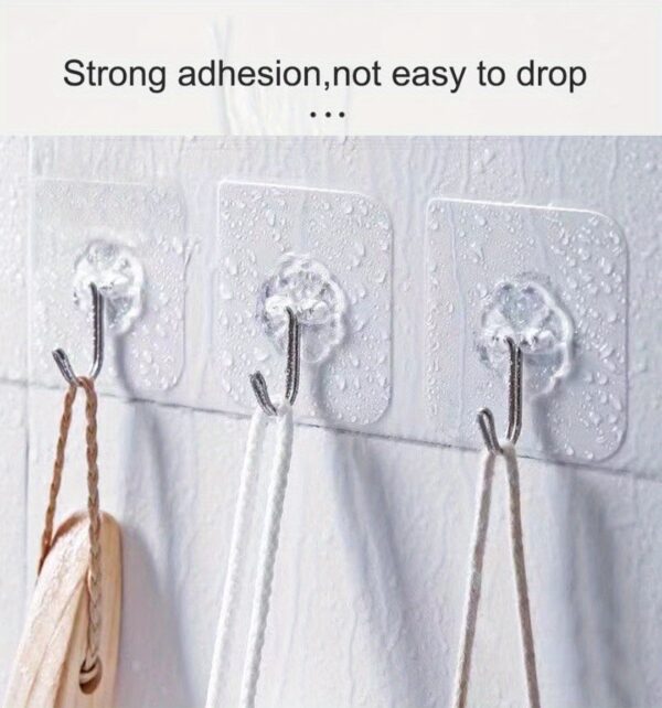 10pcs of Strong Adhesive Kitchen Hooks Adhesive Suction Cups Punch-Free Suction Cups Bathroom Wall-Mounted Toilet Wall Traceless Adhesive Hooks Towel Hook Combination Multi-Functional Hanging Convenient Storage Wall Hooks, Utility Hooks - Image 18