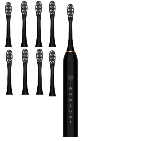8pcs Adult Sonic Electric Toothbrush Set, IPX7 Waterproof, 6 Smart Modes, 8 Replacement Heads, USB Rechargeable with Lithium Battery, 300mAh, <36V, Suitable for Sensitive Teeth and Gums, Soft Bristles, 2-Minute Timer & 30-Second Interval Reminder - Image 7
