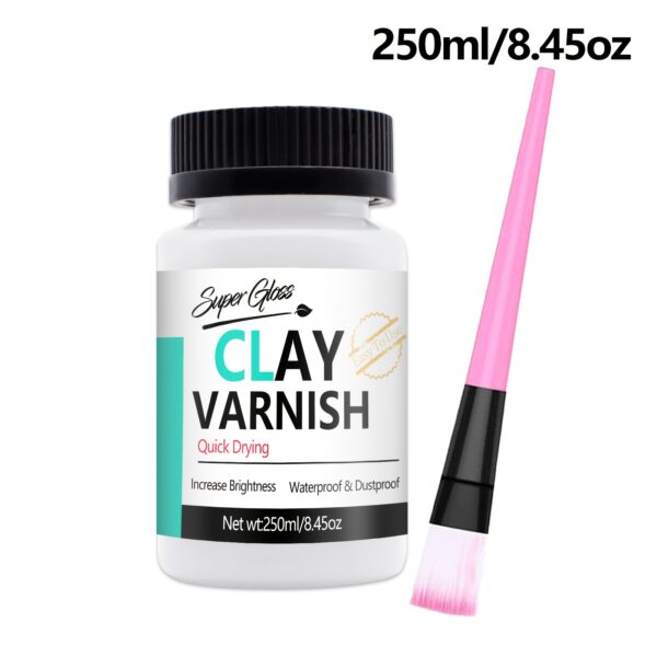 Clay Varnish with Brushes, Acrylic Varnish, Air Dry Clay Glaze, Glaze for air Dry Clay, Ceramics, Oil Painting, Wood, Waterproof, Preventing Crazing & Yellowing. - Image 5