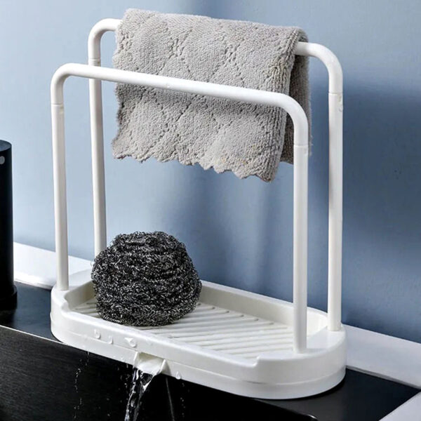 1pc Grey Kitchen Sink Rack Tray Organizer Stand, Kitchen Countertop Rust Proof Sink Accessories, for Sponge, Dish Cloth, Rag, Brush, Scrubber Storage Holder., Kitchen Sink Accessories - Image 3