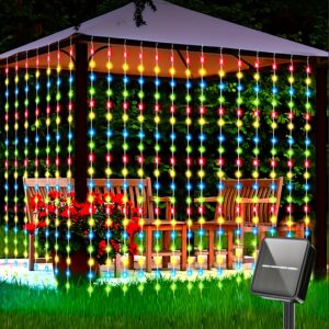 1pc classic solar-powered led curtain lights,   fairy lights for outdoor garden, patio, party, wedding decoration, 8  , waterfall effect, metal & plastic, hanging, angel theme, fits christmas halloween birthday - 400mah nickel battery | Today's   Deals | Temu United Kingdom - Color : Colorful - Size : 200LEDs-298.7cm*201.17cm