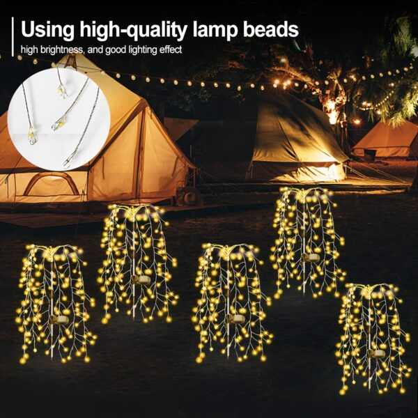 1 Solar Firecracker Willow Fireworks Light - 120/200 LED, 8 Vibrant Modes, Durable IP44, Solar Charging, Ideal for Yard, Garden, Pathway, Parties, Camping, Picnics, Christmas, Ramadan, Easter, Valentine'S Day Decor, Outdoor Lighting | Colorful Fireworks D - Image 4