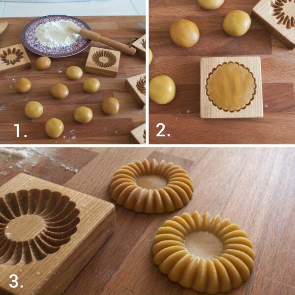 Cippes Wooden Cookie Cutter Mold, 3D Heart Daisy Snow Patterns, DIY Biscuit Stamp for Pastry, Embossing Craft Decorating Baking Tool, Ideal for Thanksgiving, Christmas, Valentine'S Day, Mother'S Day - Image 4