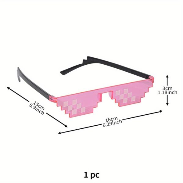 1pc Pink Pixel Mosaic Party Glasses - Fun Anime-Inspired Photo Prop, Durable Plastic, Ideal for Graduations, Celebrations & General Parties, Festive Accessories|Anime Style Glasses|Durable Plastic Frames - Image 6