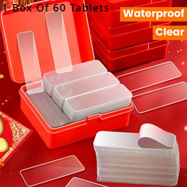 60-Piece Multipurpose Double-Sided Adhesive Tape Set - Clear, Removable, Waterproof Mounting Strips for Hanging Decor, Couplets, Photos & Clocks - Image 7