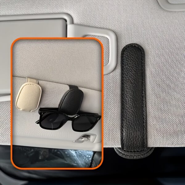 [1pcs Universal Sun Visor Glasses] 1pc Universal Car Sun Visor Glasses Clip, Pu Material, Auto Eyeglasses Holder, Vehicle Interior Accessories, Eyewear Storage Bracket - Image 8
